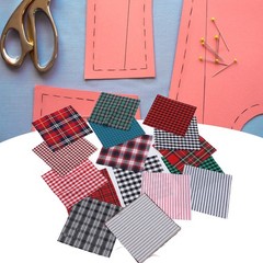 20pcs Plaid Fabric Rich Bright Colors Soft Breathable For DIY Projects Cotton Fa