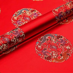Silky Satin Fabric Chinese Floral Dragon Jacquard Brocade Upholstery Tang Suit