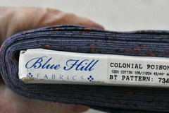 By 1/2 Yd, Orange Calico on Violet Cotton, Blue Hill/Colonial Prints/Morgan,B975