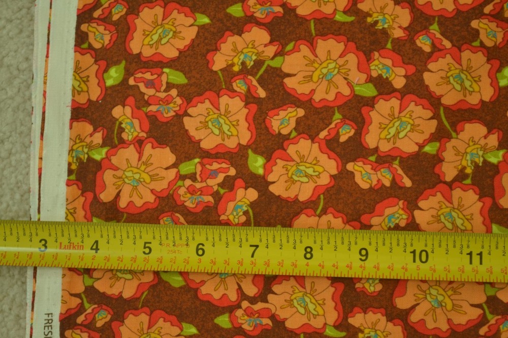 By- 1/2 Yd, Peach & Red Floral on Brown Quilt Fabric, Legacy/Fresh Fusion, C2547
