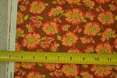 By- 1/2 Yd, Peach & Red Floral on Brown Quilt Fabric, Legacy/Fresh Fusion, C2547