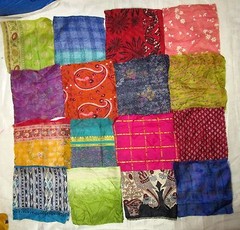 BB LOT PURE SILK Antique Vintage Sari Fabrics REMNANT 24 pcs 8inch MIXED COLORS