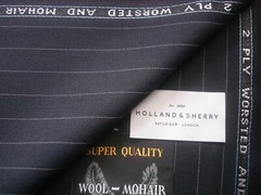 Holland & Sherry 2 PLY WOOL & MOHAIR Dk Navy SUITING FABRIC MADE IN ENGLAND 3.5m