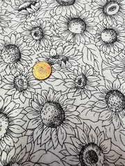 SUNFLOWER SUNFLOWERS BLACK WHITE 1 yard 100% Cotton Fabric Free Ship SBX1