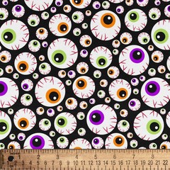Spooky Eyeballs Halloween – David Textiles Cotton Fabric (1 Yard, Pre-Cut)