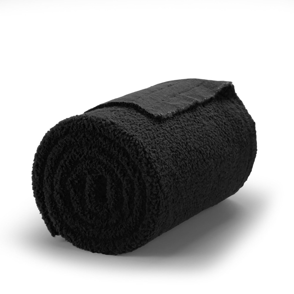 Sherpa Fabric 2 Yard X 63 Inch Faux Lambskin Thermal Lined Black Fur Sherpa Flee