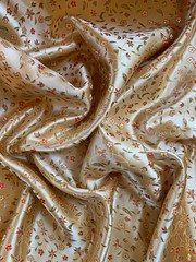 Vivienne GOLD RED Floral Brocade Chinese Satin Fabric by the Yard – 10041