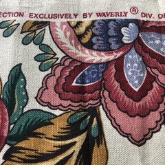 Vtg Waverly Pinehurst Linen Jacobean Floral Decorator Upholstery Fabric 4 yd 12″