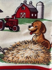 Farmall Tractor Fabric Country Farm Border Print Red Bandana Western Kids BTY