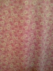 7 YARDS 100 PERCENT POLYESTER PINK WITH WHITE FABRIC