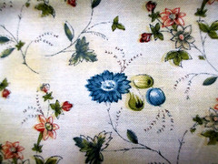 Fabric Red Rooster “Floral Blues” Flowers of Red Coral Blue on Blue $3.75