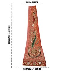 Sanskriti Vintage Design Fabric Hand Beaded Indian Craft Dark Red Patch Work