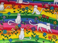 By 1/2 Yd Rainbow Cats Daisies St. Jude Cotton Quilt of Dreams Fabric by Kaufman