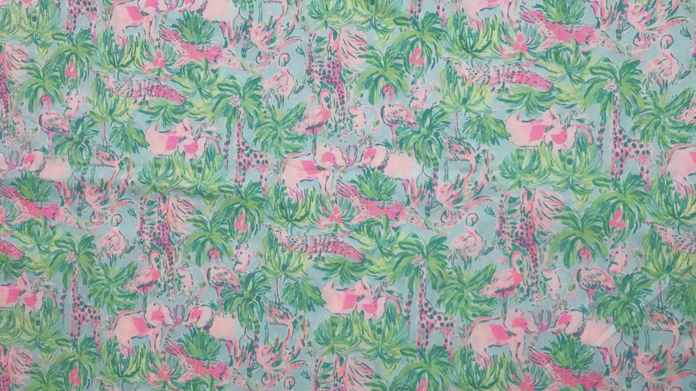 Lilly Pulitzer Dobby Cotton Fabric Seasalt Blue On Parade 36″ X 57″