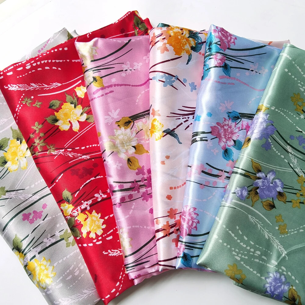 Satin Fabric 58″Wide By Yard Silky Charmeuse Material Floral Satin Fabric Scarf