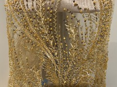 Gold Heavy Beaded Sequins Embroidery Bridal Lace Fabric 50” Width Sold By Yard