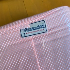 BTY Vintage Wamsutta Flocked Swiss Dot Fabric Peach Cotton Blend