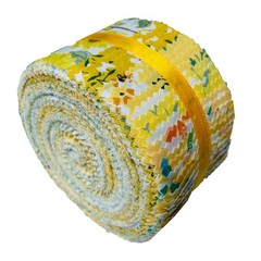 40 PCS Jelly Roll Fabric PreCut Strip 2.5×44 Inch Cotton Yellow Floral