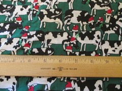 CHRISTMAS COWS WITH Santa Hats COTTON by FABRIC TRADITION #5861 BTYx44