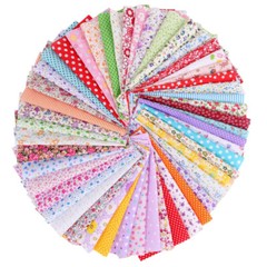 100Pcs DIY Assorted Square Bundle Quilt Quilting Cotton Fabric Sewing Kits