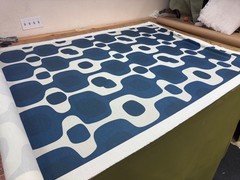 Spoonflower Navy Mid Century Modern Geometric Upholstery Fabric 2 Yds Remnant