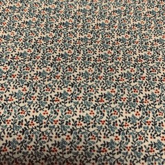 Vtg Allover Floral Fabric By Marcus Brothers Lt Blue Dark Blue Red On Beige BTHY