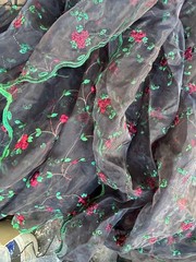 Embroidered Roses Floral sheer Fabric By the Yard 51″ Wide