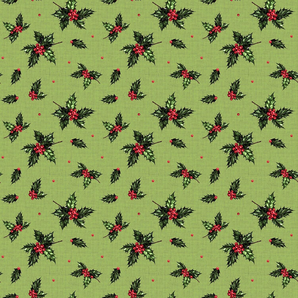 Riley Blake Designs Christmas Holly Green 100% Quilting Cotton 45″ wide BTY