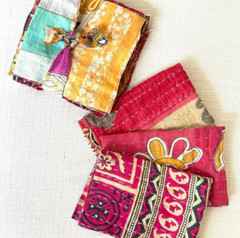 Kantha Fabric Snippets Scraps / Junk Journal / kantha scraps bundle Fat Quarter
