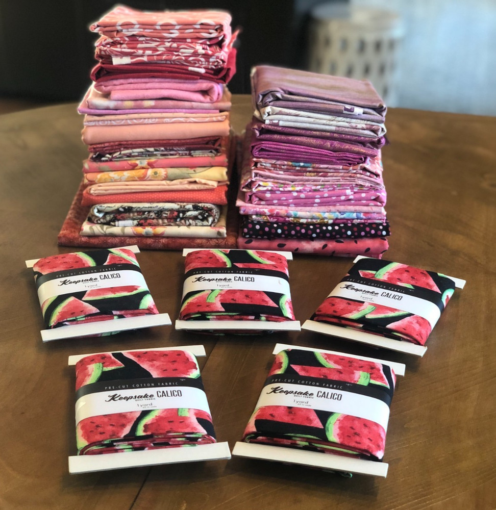15 lbs Quilt Fabric Lot | Red/Pink Variety Bundle | 39 Assorted Pieces & Sizes