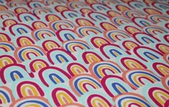 GIRL Girls Fabric Fat Quarter FQ {100% COTTON} Rainbows Rainbow Colorful HAPPY