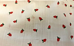 VTG Sweet Tiny Strawberries on White 4 Doll Clothing Quilting Crafts 23″X20″