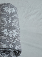 Gray & White Hand Block 100%Cotton 7 Yard Fabric NO TARRIF CHARGES 100%✅ KK5