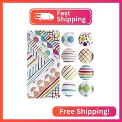 ONEART | 8 Pcs Printed Lychee Texture Faux Leather Sheets, 8″×12″ Colorful Geome