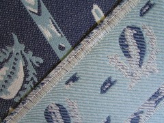 Lisa Fine’s DESIREE woven Performance fabric indigo stripe 77″L x55″ wide