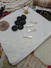 Vintage lace fabric buttons Sewing and craft Slow stitch junk journal kit K#22