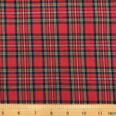 Red Tartan Plaid Fabric 130GSM Cotton for Sewing Holiday Decor Homespun Rag