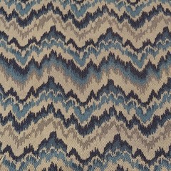 Upholstery Fabric Chevron Flame Stitch Tapestry Blue Ivory Navy 2.944 yards VTG