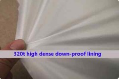 58” Wide By Yards Natural White Down Proof Lining 320T Polyester Cire Taffeta