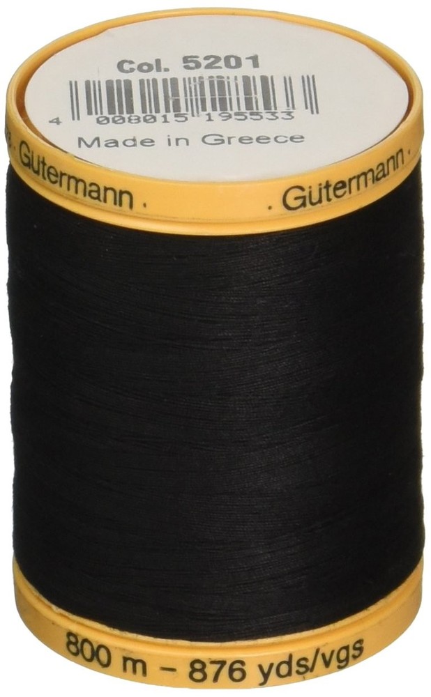 Gutermann Natural Cotton Thread Solids 876yd, Black 800 metri,