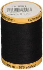 Gutermann Natural Cotton Thread Solids 876yd, Black 800 metri,