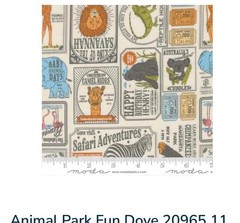 MODA Animal Park Fun 100% cotton fabric yard 36×44 Animals on Dove tone 20965 11