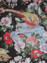 Rockbird GP & J Baker England Cotton Chintz Fabric Birds Floral 61×51 RARE 80’s