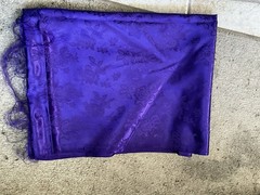 DEEP PURPLE SATIN Jacquard Brocade Fabric Rosette Floral 58 Inch Polyester, BTY
