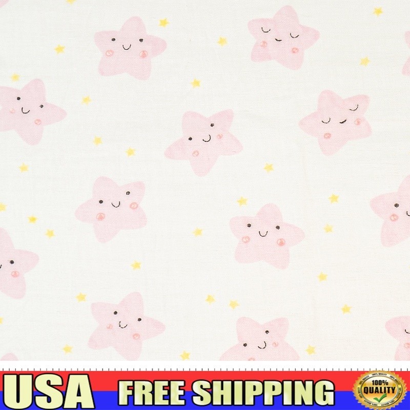 100% Organic Cotton Muslin Fabric Star Sewing Craft Fabric Cut by Yard New