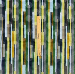 DESIGNTEX FINSBURY VELVET GREEN MODERN GEOMETRIC FABRIC BY 1/2(0.5) YARD 50″W