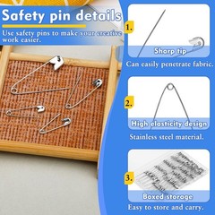 Mnuizu 200Pcs Safety Pins, 4 Size Heavy Duty Safety Pins for Clothes | 0.7inc…