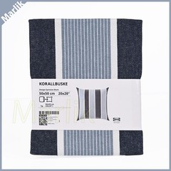 Ikea KORALLBUSKE Cushion Pillow Cover Blue White Stripe, 20×20” Cotton Jute, New