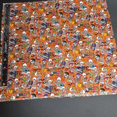 Rolling bones Skeleton Band Spooky Halloween Cotton Fabric 42” X 18” Orange