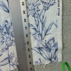Belle Maison Fabric Floral Botanical Print 39×44 Linen Blend Spain Blue Flowers